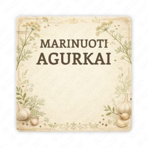 Marinuotų agurkų etiketė - lipdukas. 50x50 70x70 100x100
