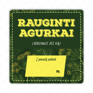 Raugintų agurkų etiketė - lipdukas. 50x50 70x70 100x100