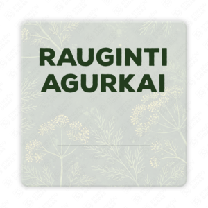 Raugintų agurkų etiketė - lipdukas. 50x50 70x70 100x100