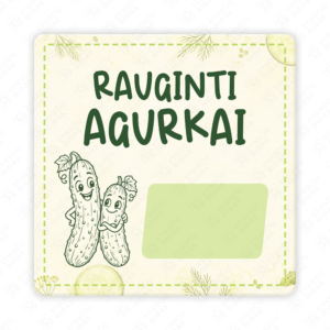 Raugintų agurkų etiketė - lipdukas. 50x50 70x70 100x100