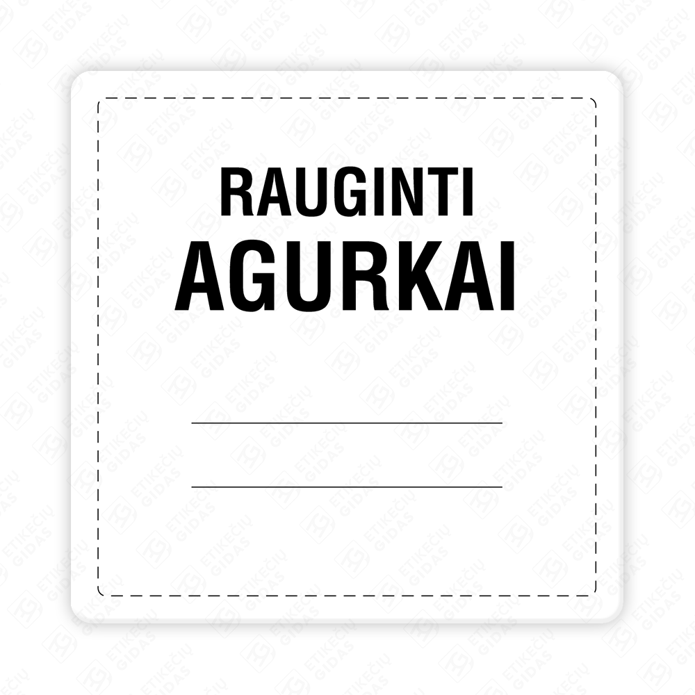 Raugintų agurkų etiketė - lipdukas. 50x50 70x70 100x100