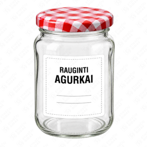 Raugintų agurkų etiketė - lipdukas. 70x70 mm. Ant stiklainio.