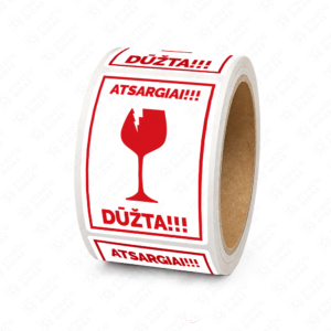 Lipdukai DŪŽTA FRAGILE trapioms siuntoms ženklinti