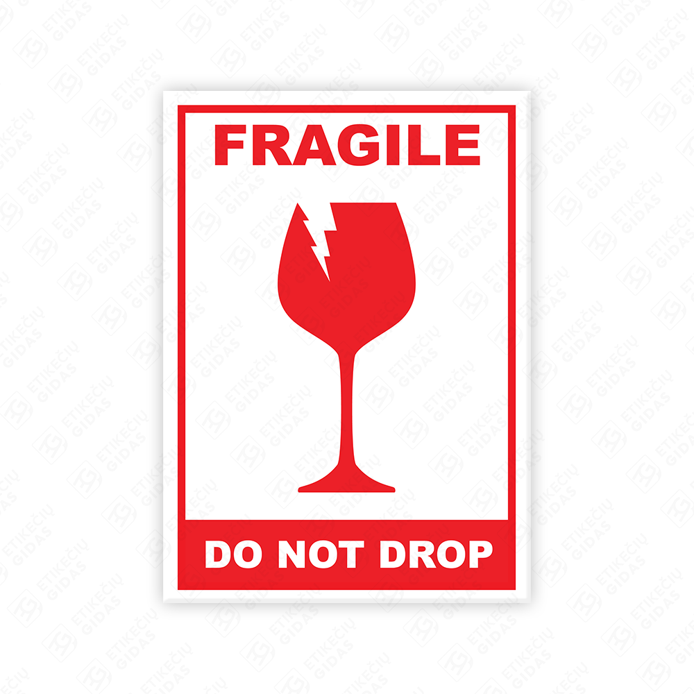 Lipdukai DŪŽTA FRAGILE trapioms siuntoms ženklinti
