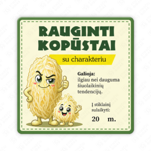 Raugintų kopūstų etiketė - lipdukas. 50x50 70x70 100x100