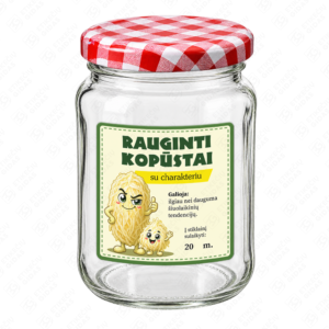 Raugintų kopūstų etiketė - lipdukas. 70x70 mm. Ant stiklainio.