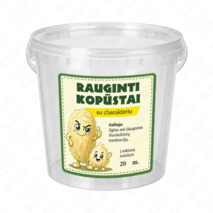 Raugintų kopūstų etiketė - lipdukas. 100x100 mm. Ant kibirėlio.