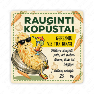 Raugintų kopūstų etiketė - lipdukas. 50x50 70x70 100x100