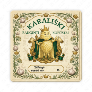 Raugintų kopūstų etiketė - lipdukas. 50x50 70x70 100x100