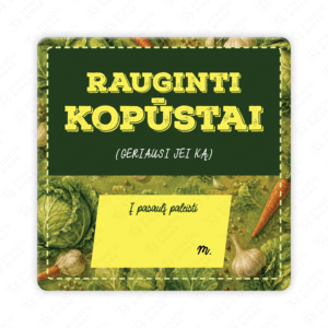 Raugintų kopūstų etiketė - lipdukas. 50x50 70x70 100x100