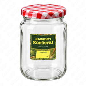 Raugintų kopūstų etiketė - lipdukas. 50x50 mm. Ant stiklainio.