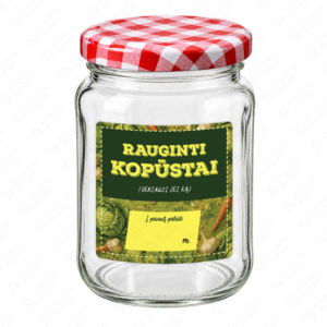 Raugintų kopūstų etiketė - lipdukas. 70x70 mm. Ant stiklainio.