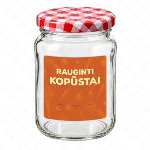 Raugintų kopūstų etiketė - lipdukas. 70x70 mm. Ant stiklainio.