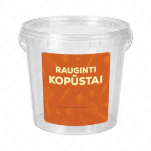 Raugintų kopūstų etiketė - lipdukas. 100x100 mm. Ant kibirėlio.