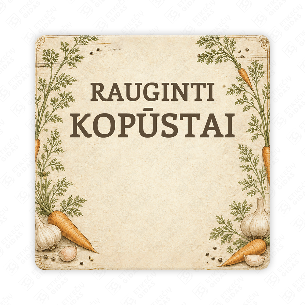 Raugintų kopūstų etiketė - lipdukas. 50x50 70x70 100x100