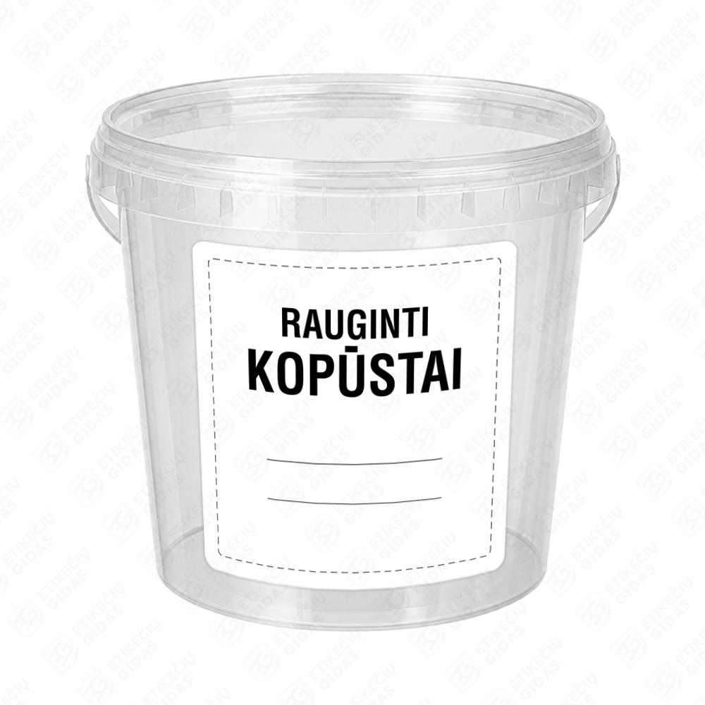 Raugintų kopūstų etiketė - lipdukas. 100x100 mm. Ant kibirėlio.