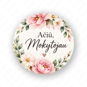 Mokytoju dienos lipdukas 40 mm, apvalus