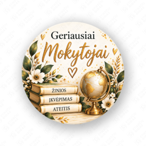 Mokytoju dienos lipdukas 40 mm, apvalus