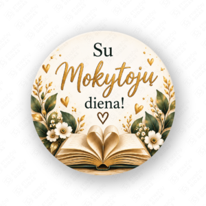 Mokytoju dienos lipdukas 40 mm, apvalus
