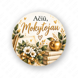 Mokytoju dienos lipdukas 40 mm, apvalus