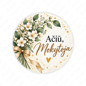 Mokytoju dienos lipdukas 40 mm, apvalus