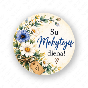 Mokytoju dienos lipdukas 40 mm, apvalus