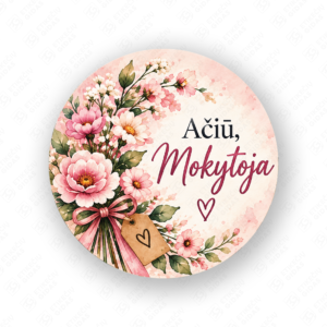 Mokytoju dienos lipdukas 40 mm, apvalus