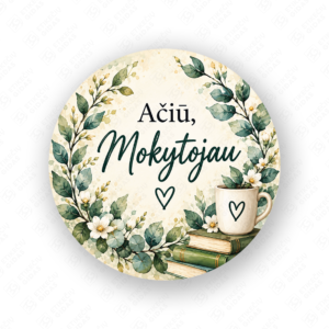 Mokytoju dienos lipdukas 40 mm, apvalus