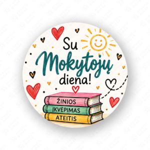 Mokytoju dienos lipdukas 40 mm, apvalus