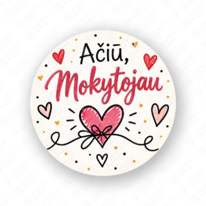 Mokytoju dienos lipdukas 40 mm, apvalus