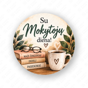 Mokytoju dienos lipdukas 40 mm, apvalus