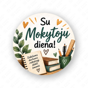 Mokytoju dienos lipdukas 40 mm, apvalus