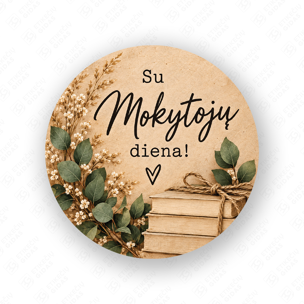 Mokytoju dienos lipdukas 40 mm, apvalus