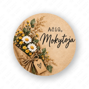 Mokytoju dienos lipdukas 40 mm, apvalus