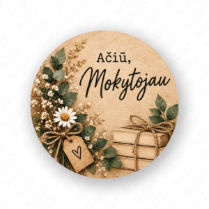 Mokytoju dienos lipdukas 40 mm, apvalus