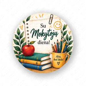 Mokytoju dienos lipdukas 40 mm, apvalus