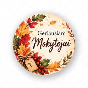 Mokytoju dienos lipdukas 40 mm, apvalus