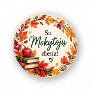 Mokytoju dienos lipdukas 40 mm, apvalus
