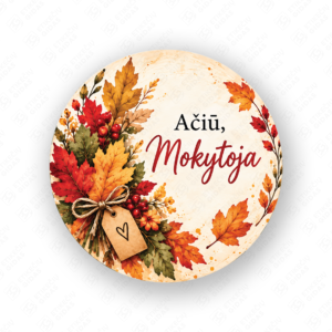 Mokytoju dienos lipdukas 40 mm, apvalus