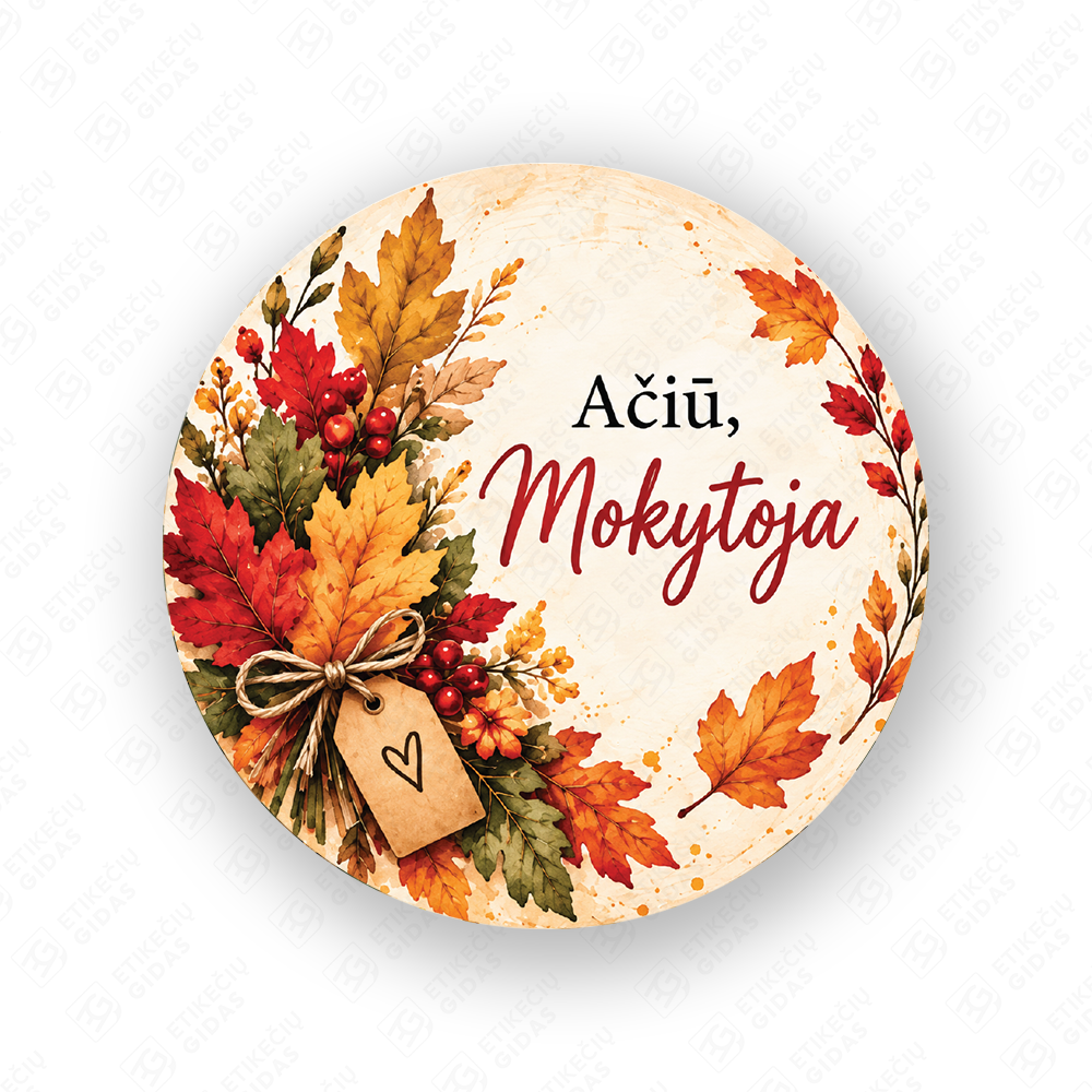 Mokytoju dienos lipdukas 40 mm, apvalus